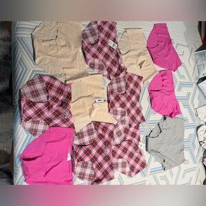 Victoria's Secret Beige and Plaid Fabric Set